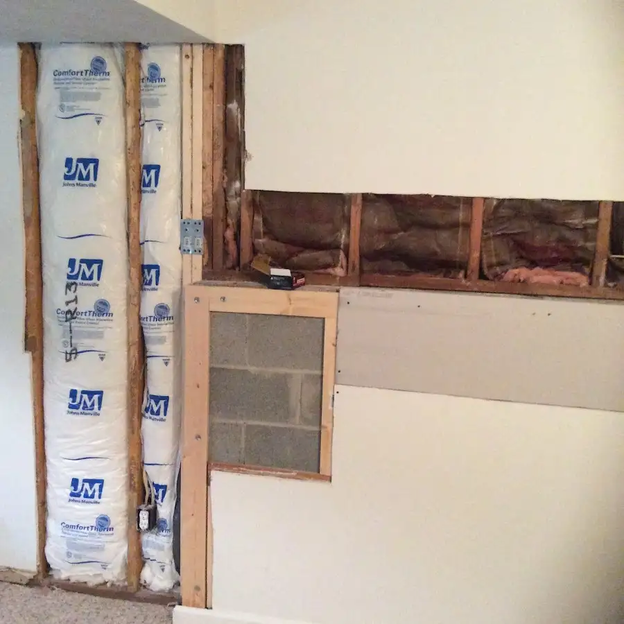 Wall insulation replacement during Basement Flood Cleanup in La Joya